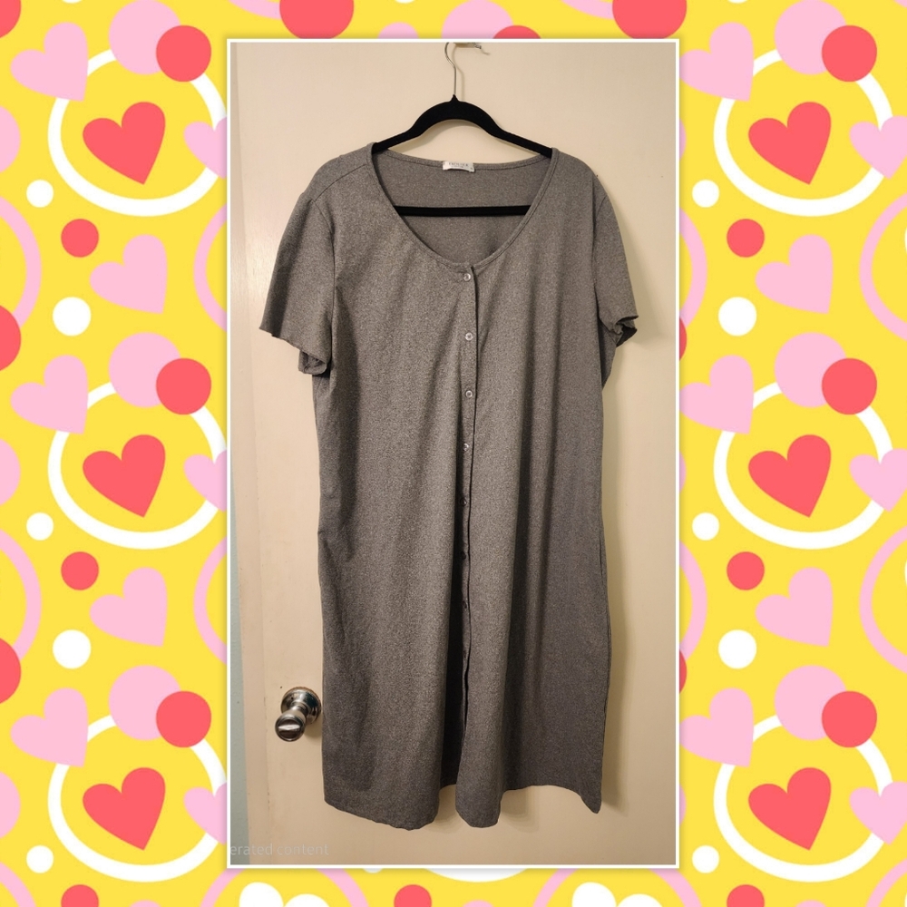 Grey Women's Button-Front Nightgown